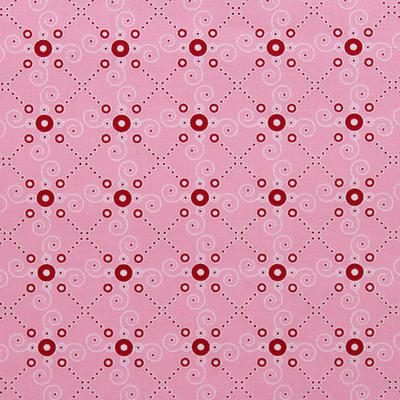 Baumwollstoff Kringeldrops rosa mit roten Ornamenten von...