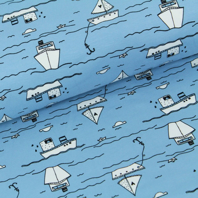 Designerstoff Biojersey Over the seas - blau, Herr...