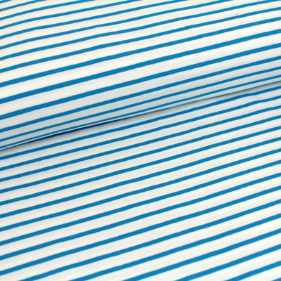 Biojersey Streifen - weiß-blau
