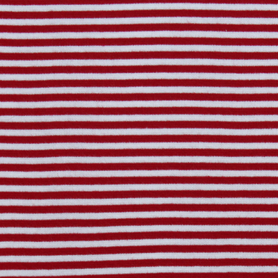 Bündchenstrick/Strickschlauch rot-weiß gestreift