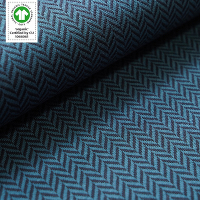 Bio-Jacquard Fischgrät petrol von Stoffonkel