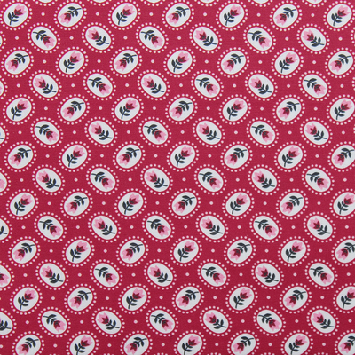 Baumwollstoff Hilde rot mit Rosen und Punkten