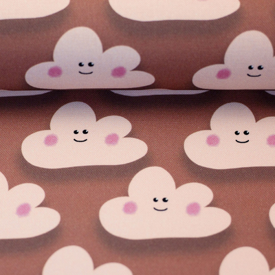 Baumwolle Webware CANVAS Wolken, mocca by Cherry Picking...