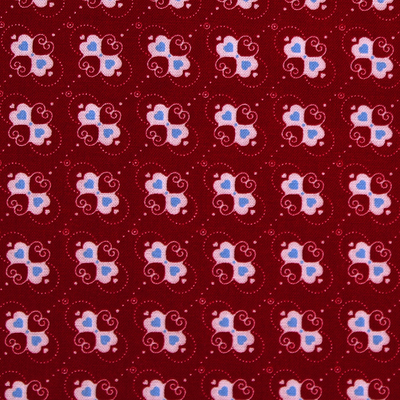 Baumwollstoff Herzbonbons rot mit weiß-blauem...