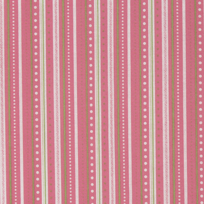 Baumwollstoff Streifenspiel rosa mit grünen und weißen...